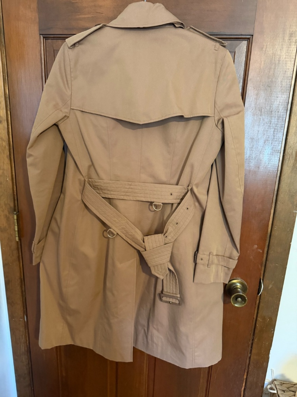 Burberry Trench coat Dark Honey Color White Label Striped Lining Size US 6 UK 8 - Picture 6 of 7
